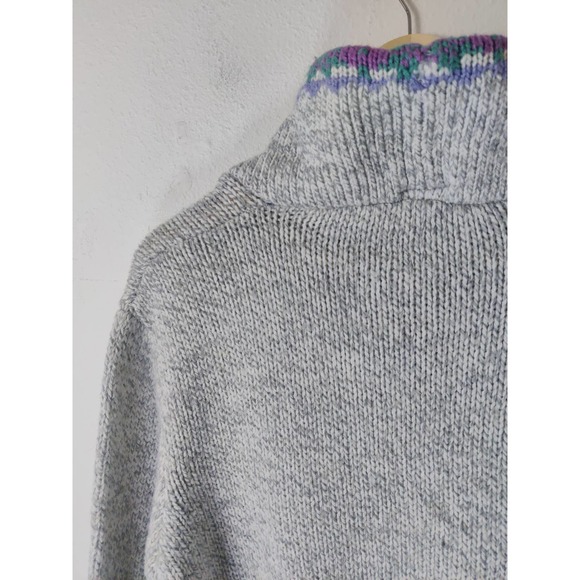 Currants By Jeri-Jo Vintage Gray Wool Blend Shawl Neck Chunky Pullover Sweater L - Picture 5 of 7